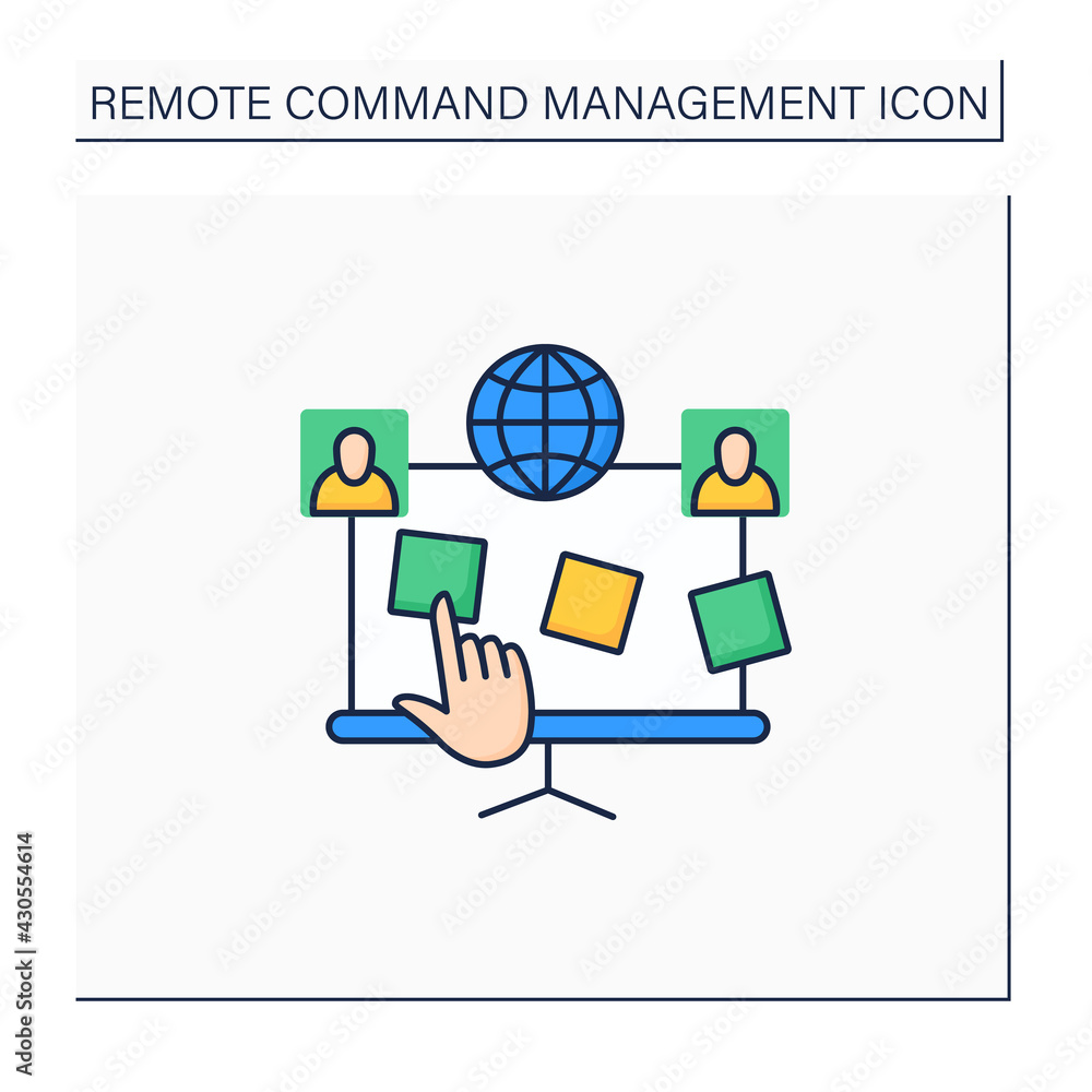 Poster planning board color icon. interactive to do list. distance work. remote management concept.isolated