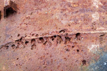 Rust on the metal. Natural background with rusty metal