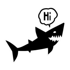 Cartoon Shark logo and mascot isolated on white background - Vector
