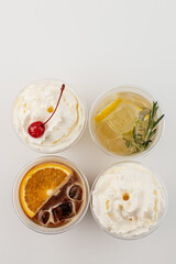 cold drinks on white background