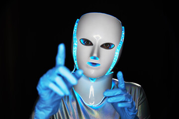 Portrait of futuristic robot. Concept of future technology.