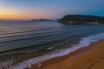 Fototapeta premium Aerial sunrise at the seaside