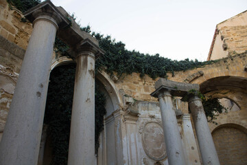Mazara del Vallo, Sicily, Italy, January 19, 2020, evocative image of the remains 
of the Church of...