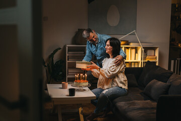 couple celebrating anniversary at home