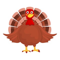 Thanksgiving turkey smiling icon. Cartoon of Thanksgiving turkey smiling vector icon for web design isolated on white background