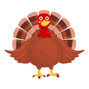 Thanksgiving turkey smiling icon. Cartoon of Thanksgiving turkey smiling vector icon for web design isolated on white background