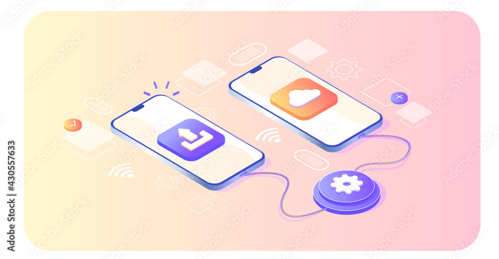 Poster downloading, transferring information. program for remote connection between phones. business organi