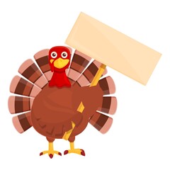 Thanksgiving turkey take banner icon. Cartoon of Thanksgiving turkey take banner vector icon for web design isolated on white background