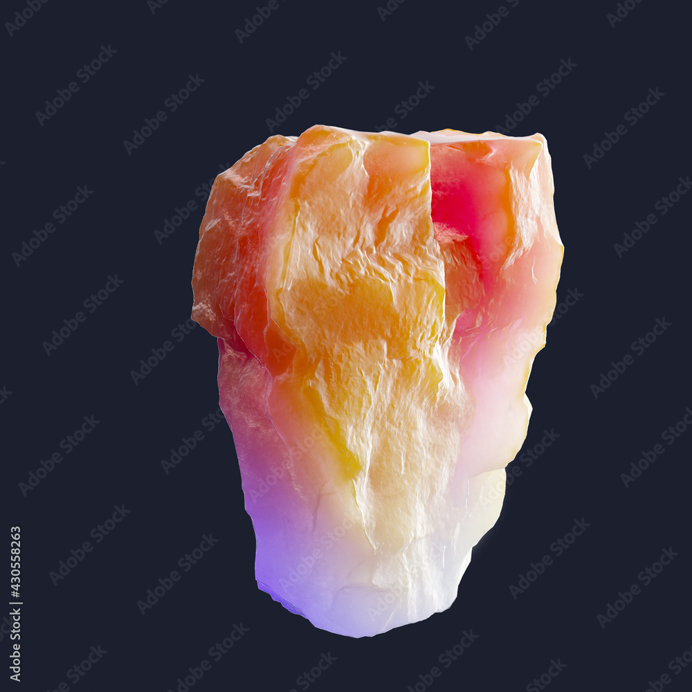 Poster bright colorful gradient color abstract gemstone design element isolated on black, futuristic 3d ren