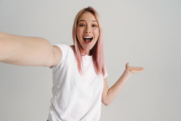 Happy young woman in casual wear