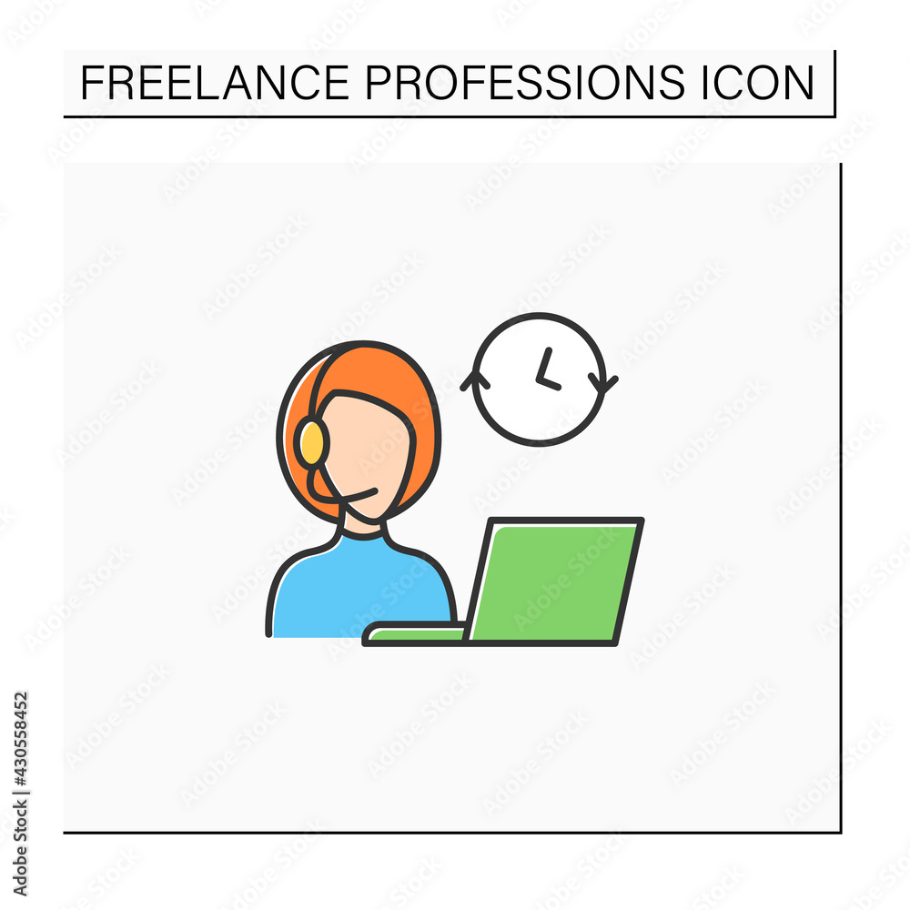 Aufkleber admin support color icon. administrative assistant.call center.day and night communication with cust