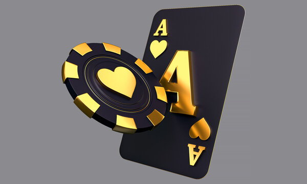 online casino poker card gold red grey 6 3 baccarat Gambling Concept Royal Flush 3d render 3d rendering illustration