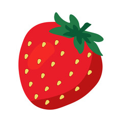 Cartoon Strawberry isolated on white background. Food for a healthy diet, dessert. Elements for spring and summer design. Vector illustration. Vegan concept