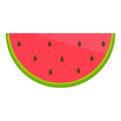 Cartoon watermelon isolated on white background. Flat cartoon vector illustration.  Food for a healthy diet, dessert. Elements for spring and summer design. Vector illustration. Vegan concept