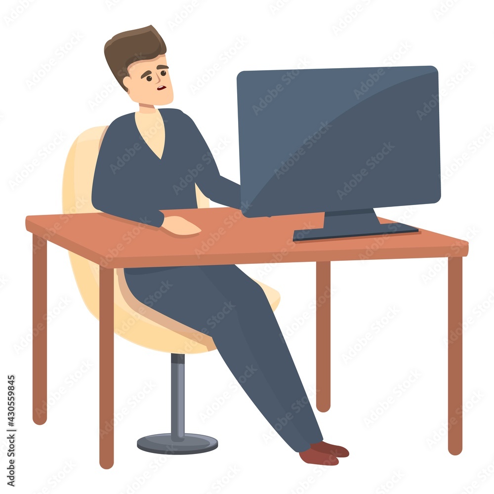 Poster rush job on computer icon. cartoon of rush job on computer vector icon for web design isolated on wh