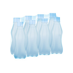 Packed of bottled water in plastic shrink wrapped package. Vector and illustration design