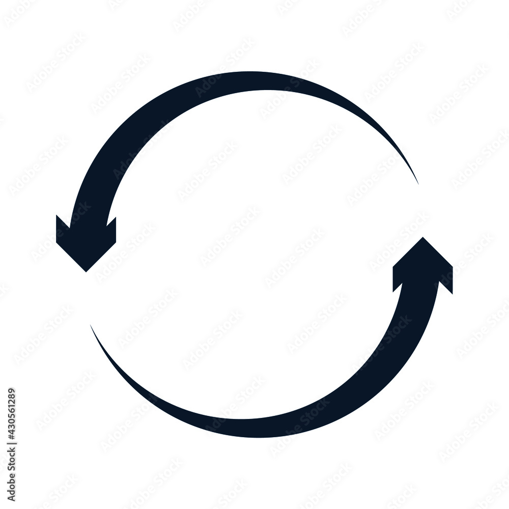 Poster arrow in a circle. clockwise concept, vortex, swirl. vector icon isolated on white background.