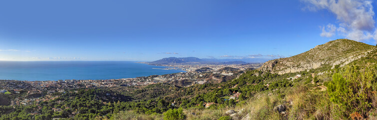 Fototapeta na wymiar Panorama view of the bay of Malaga, Spain in a sunny day
