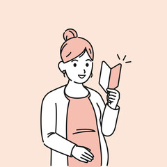 初心者マークを持つ妊婦　妊娠　初産　イラスト素材