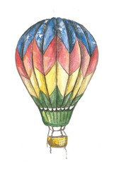 Watercolor balloon. Illustration of a bright and colorful balloon.
