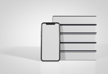 Minimalist modern 3d render illustration Realistic cell phones mockup smartphones for presentation, application display, information graphics. online education and online learning.