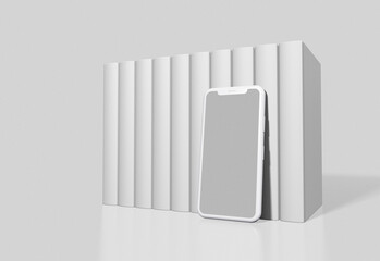 Minimalist modern 3d render illustration Realistic cell phones mockup smartphones for presentation, application display, information graphics. online education and online learning.