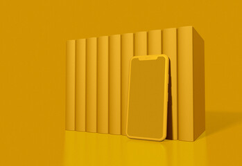 Minimalist modern 3d render illustration Realistic cell phones mockup smartphones for presentation, application display, information graphics. online education and online learning.