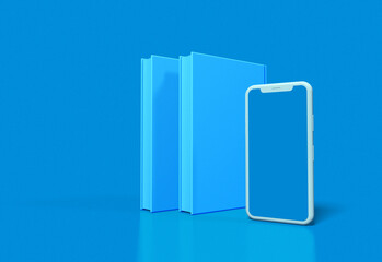Minimalist modern 3d render illustration Realistic cell phones mockup smartphones for presentation, application display, information graphics. online education and online learning.