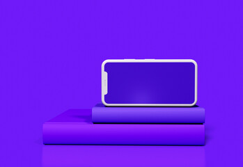 Minimalist modern 3d render illustration Realistic cell phones mockup smartphones for presentation, application display, information graphics. online education and online learning.