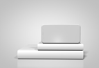 Minimalist modern 3d render illustration Realistic cell phones mockup smartphones for presentation, application display, information graphics. online education and online learning.
