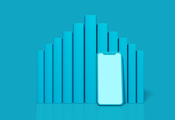 Minimalist modern 3d render illustration Realistic cell phones mockup smartphones for presentation, application display, information graphics. online education and online learning.