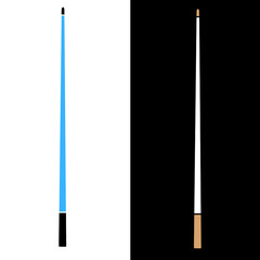Billiard Cue, pointing stick vector. Teachers Pointer, Teaching Hand Pointer. Chinese or japanese Chopsticks.