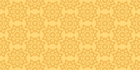 Trendy decorative background pattern on yellow background, wallpaper. Seamless pattern, texture. Vector illustration