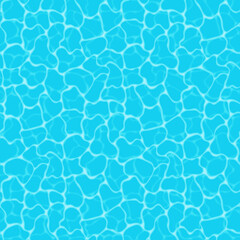 Blue water background. Seamless blue ripples pattern. Water pool texture bottom background. Vector illustration