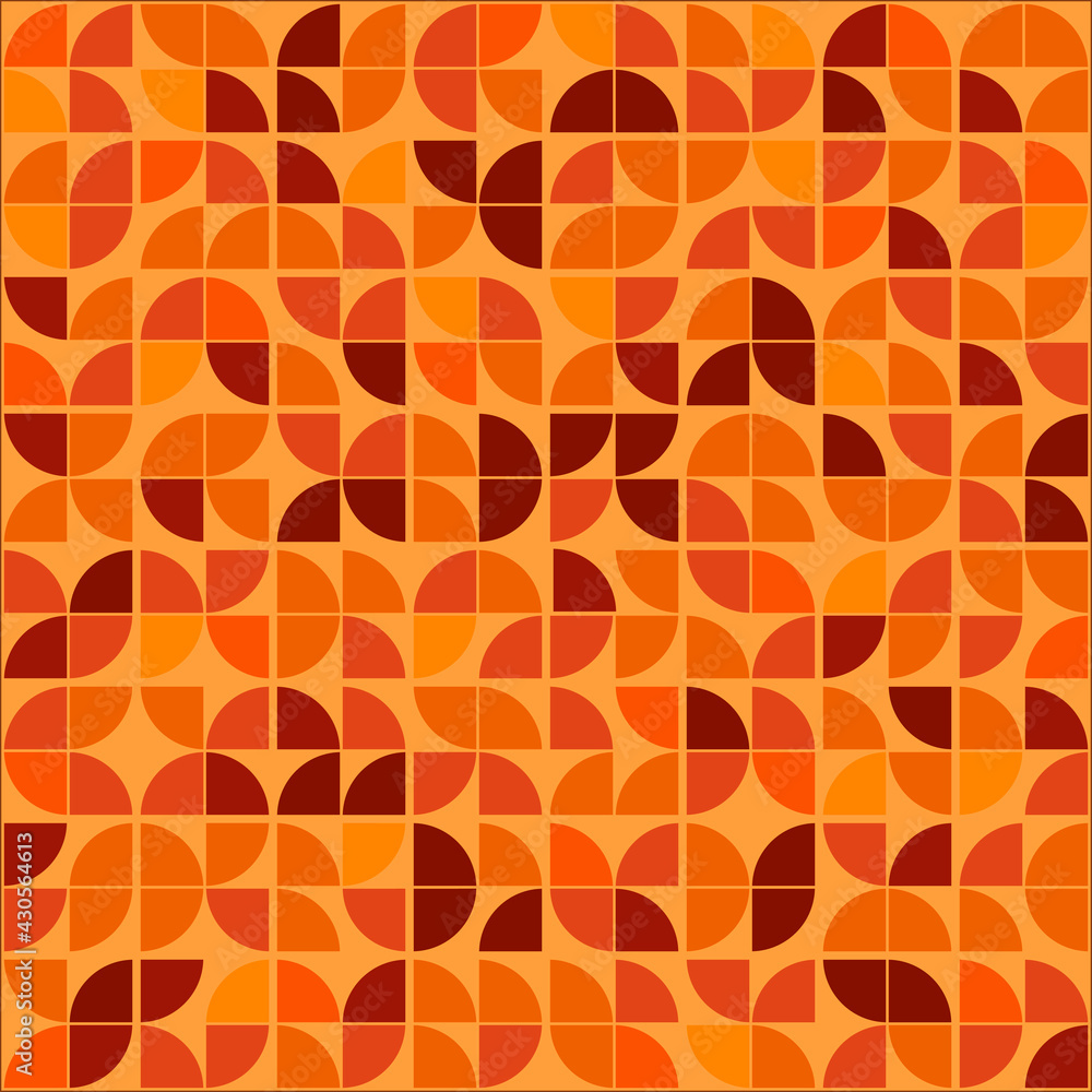 Aufkleber Yellow  or orange abstract seamless pattern. Vector yellow and brown quarters. Abstract same geometric shapes ornament.