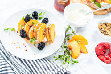 Peach ricotta toast