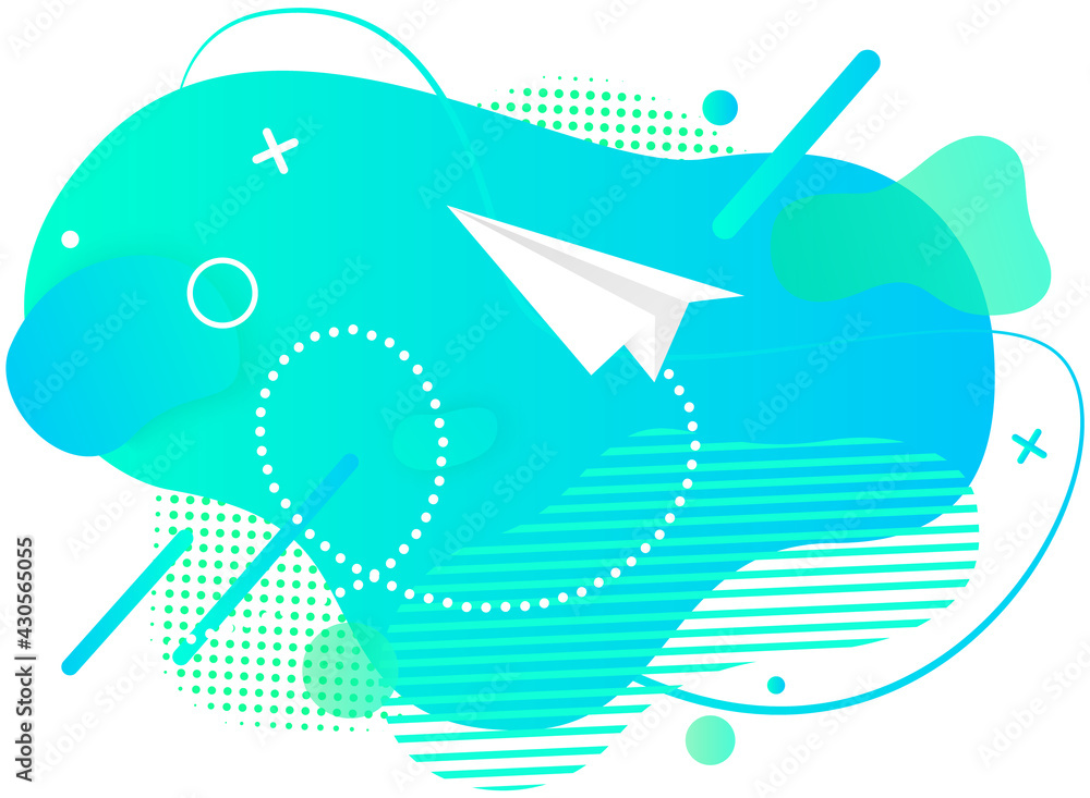 Aufkleber abstract background with paper airplane in blue sky with geometric lines. pattern design with aircra