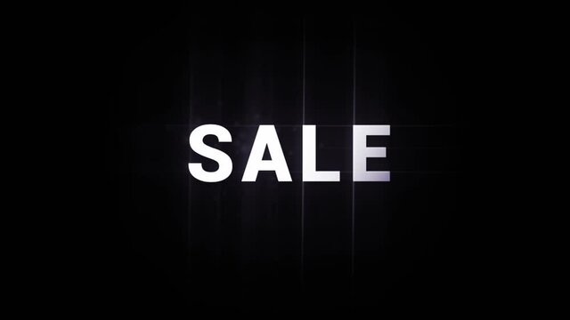 Cinematic intro of the sale lettering from the dark