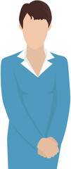Obraz premium Businesswoman wearing in business clothes. Vector illustration of woman in an office outfit isolated on white. Female character teacher or manager avatar. Secretary in half height icon business person