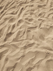Texture of the beach sand full of footsteps