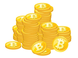 積み重ねたシンプルなビットコインのイラスト素材