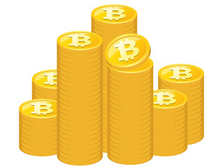 きれいに積み重ねたシンプルなビットコインのイラスト素材