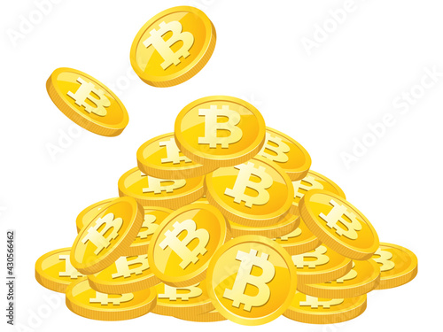 山積みになったシンプルなビットコインのイラスト素材 Wall Mural はらまこと