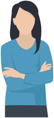 Obraz premium Businesswoman wearing in business clothes. Vector illustration of woman in an office outfit isolated on white. Female character teacher or manager avatar. Secretary in half height icon business person