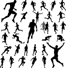 Fototapeta na wymiar runners silhouettes collection - vector