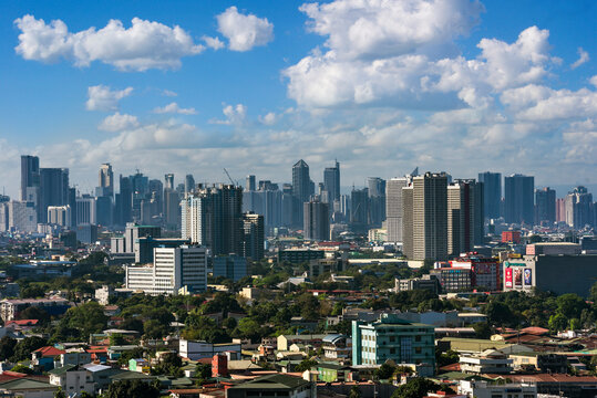 Quezon City, Philippines - The Makati skyline as seen from 10 kilometers away.