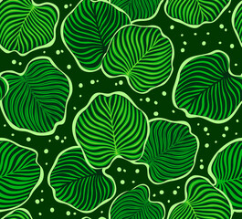 Stylized Exotic Leaves Pattern. Foliage Endless Texture