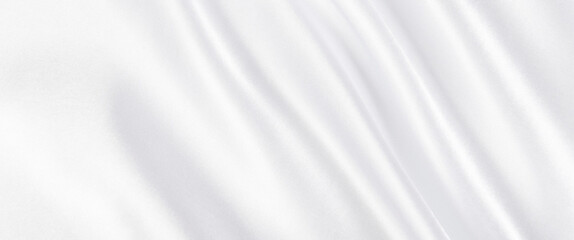 Fototapeta premium Abstract white silk fabric texture background. Cloth soft wave. Creases of satin