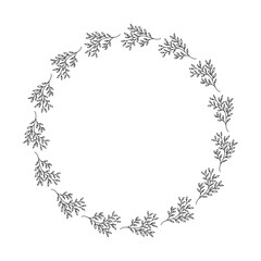Hand-drawn vector nature frame. A floral frame with leaves for the wedding and celebration.