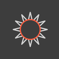 Sun vector isolated flat icon on dark background